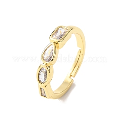 Регулируемые латунные кольца с микропаве из кубического циркония для женщин&nbsp;RJEW-K264-03G