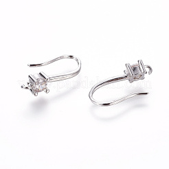 Латунь микро проложить кубического циркония серьги крючки&nbsp;ZIRC-L075-30P