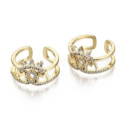 Латунные кольца из манжеты с прозрачным цирконием&nbsp;RJEW-S044-087-NF