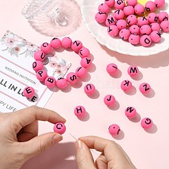 1 набор из 26 круглых силиконовых бусин с буквами&nbsp;ST-CJ0041-016