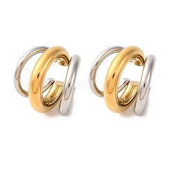 Тройные серьги-манжеты в форме буквы С из нержавеющей стали 304 двухцветные&nbsp;EJEW-A131-04A-GP