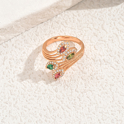 Женские кольца на палец из латуни с микропаве и кубическим цирконием&nbsp;JL0610-1