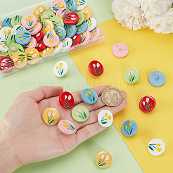 60 шт. двухцветные 6-отверстие окрашенные пуговицы из АБС-пластика&nbsp;BUTT-PH0001-65A