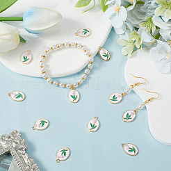 30 шт. подвески из эмалевого сплава с жемчужными бусинами из АБС-пластика&nbsp;ENAM-SC0005-93