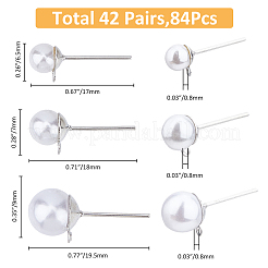 84 шт. фурнитура для сережек-гвоздиков из нержавеющей стали 304 3 размера&nbsp;STAS-FH0002-20P