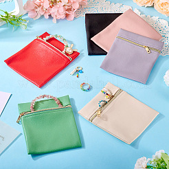 6 шт. 6 цвета искусственной кожи сумки для хранения ювелирных изделий на молнии&nbsp;ABAG-TA0001-72B