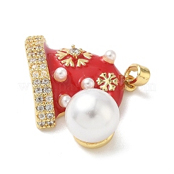 Рождественские латунные эмалевые подвески с микропаве из кубических цирконий&nbsp;LS-KK-K305-10A-G