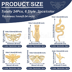 24 шт. 6 стиля ионного покрытия (IP) 201 подвески из нержавеющей стали&nbsp;STAS-FW0001-23