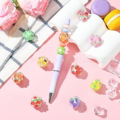 10 шт. 10-х цветные круглые бусины из смолы с фруктовым узором&nbsp;RESI-CJ0004-94