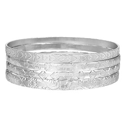 4 шт. 4 стиля браслеты из сплава с узором в виде сердца/ромба/цветка для женщин&nbsp;FS-WGBCD58-02