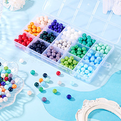 375шт 15 цвета непрозрачные однотонные стеклянные бусины&nbsp;GLAA-TA0003-26