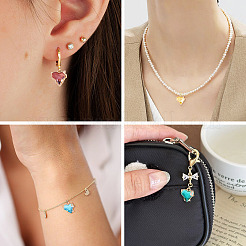 15 шт. латунный микропаве кубический цирконий со стеклянными подвесками&nbsp;KK-TA0001-81