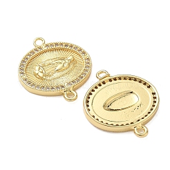 Религия латунь микро паве прозрачный кубический цирконий овал с соединителем Девы Марии подвески&nbsp;KK-L243-21G