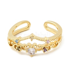 Латунные микропаве кубические цирконии манжеты открытые кольца для женщин&nbsp;RJEW-B160-02G