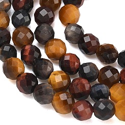 Трехцветные нити бусин из натурального тигрового глаза&nbsp;G-L642-F08-4mm