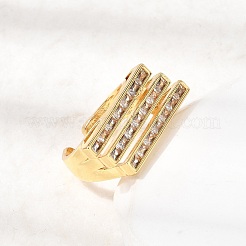 Манжеты из латуни с микро паве кубический цирконий для женщин&nbsp;RJEW-K312-01B-G