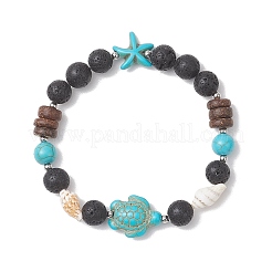 2 шт. эластичные браслеты из окрашенной синтетической бирюзы&nbsp;BJEW-JB13198