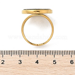 Плоские круглые манжеты из ракушки пауа из нержавеющей стали 304 для женщин RJEW-G346-02G-01