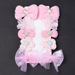 5 пара 5 стильных заколок крокодил из полиэстера с бантом и цветком&nbsp;PHAR-C012-01A