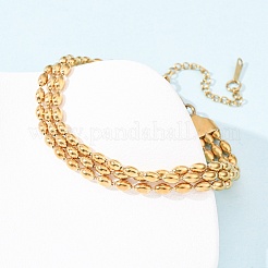 Многорядные браслеты из бусин нержавеющей стали 304&nbsp;LS-BJEW-K287-01G