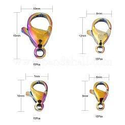 60 шт. 4 стиля ионного покрытия (IP) 304 нержавеющая сталь карабины-лобстеры&nbsp;STAS-LS0001-46MC