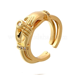 Манжеты из латуни с кубическим цирконием&nbsp;RJEW-Q018-01G