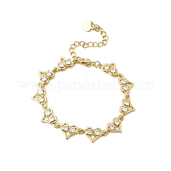 Браслеты-цепочки из латуни с микропаве из кубических цирконий в форме сердца&nbsp;BJEW-L715-01G-01