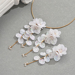 Комплект из колье-чокера и серег-гвоздиков с цветочным кулоном из цинкового сплава и смолы для женщин&nbsp;FS-WG35C3B-01