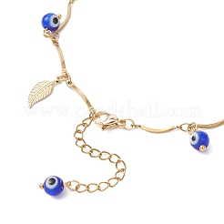 Браслеты на ногу ручной работы с кисточками из листовидной цепи из нержавеющей стали 304 с закругленными звеньями для женщин&nbsp;AJEW-AN00742-02