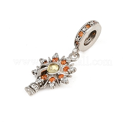 Европейские подвески-шармы из латуни с топазом и стразами&nbsp;KK-P324-09P