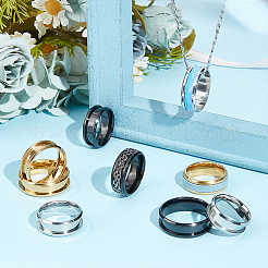 36 шт. 18 стиля оправы для колец из нержавеющей стали 304 с канавками&nbsp;RJEW-UN0002-84