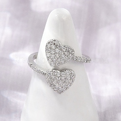 Манжеты из латуни с микро паве кубический цирконий для женщин&nbsp;RJEW-C129-12P