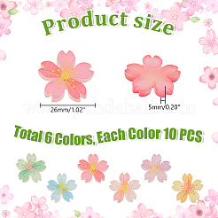 60шт 6 цвета светящихся кабошонов из смолы&nbsp;RESI-GA0001-30-1