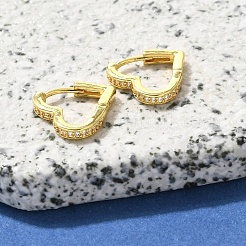 Серьги-кольца из латуни с прозрачным фианитом&nbsp;EJEW-M047-09G