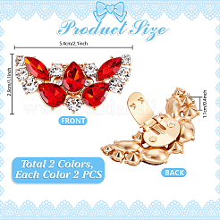 4 шт. 2-цветный сплав крыла со стеклянными стразами и железными пряжками для обуви&nbsp;FIND-PH0027-96B