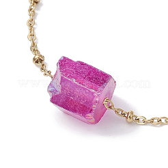 Браслеты с прямоугольными звеньями из окрашенного натурального кварца&nbsp;BJEW-JB09741