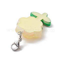 Полупрозрачные украшения из цветочной подвески из смолы&nbsp;HJEW-JM01891