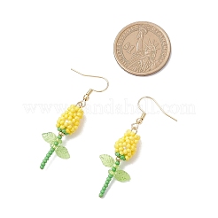 Серьги-подвески в виде цветка из нержавеющей стали и стекла&nbsp;EJEW-MZ00574-02