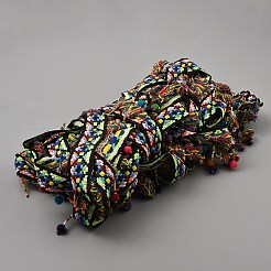 Кружевная лента с кисточками из полиэстера в этническом стиле&nbsp;OCOR-WH0082-193