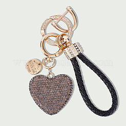 2 шт. 2 стиля плетеный брелок из искусственной кожи и сплава со стразами и подвесными украшениями&nbsp;KEYC-CN0001-11E