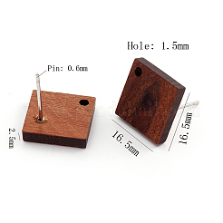 Серьги-гвоздики из дерева коричневого цвета с кокосом&nbsp;EJEW-CJC0001-11