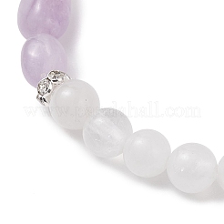 Браслеты из натуральных бусин белого нефрита и лавандового аметиста круглой и самородной формы для женщин&nbsp;BJEW-JB13146