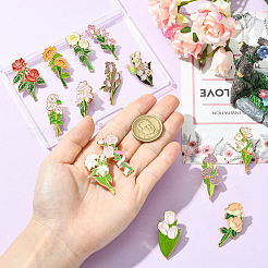 14 шт. 14 шт. эмалевых булавок с цветочным узором&nbsp;JEWB-CJ0001-75