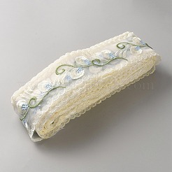 Эластичная кружевная лента с вышивкой из полиэстера&nbsp;OCOR-WH0078-367A