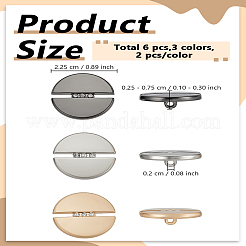 6 шт. 3-х цветные пуговицы из сплава с 1 отверстиями&nbsp;BUTT-LP0001-87