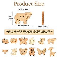 120 шт. 12 стиля деревянных пуговиц с 2 отверстиями&nbsp;BUTT-CJ0001-05