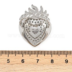 Латунные кольца из манжеты с прозрачным цирконием&nbsp;RJEW-P155-04B-P