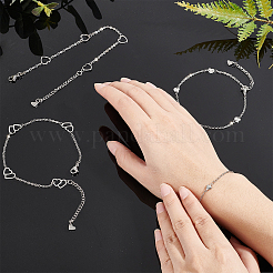 6 шт. 6 стиля браслетов на ногу из нержавеющей стали 304 с цепочкой&nbsp;AJEW-UN0001-12