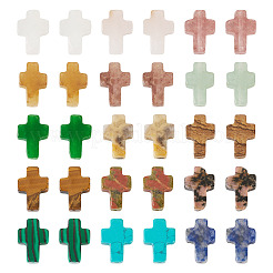 30шт 15 стиля натуральных и синтетических бусин из смешанных драгоценных камней&nbsp;G-TA0002-13