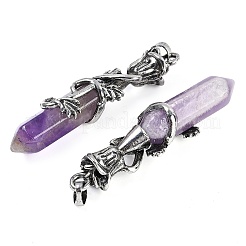 Натуральный аметист ограненный двойной конечный заостренный большой кулон&nbsp;G-P547-03AS-04A